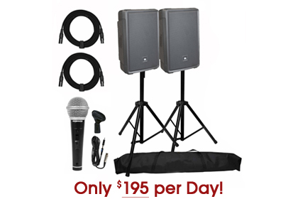 JBL IRX-112BT 12" PA Speaker Pair with Stands Rental